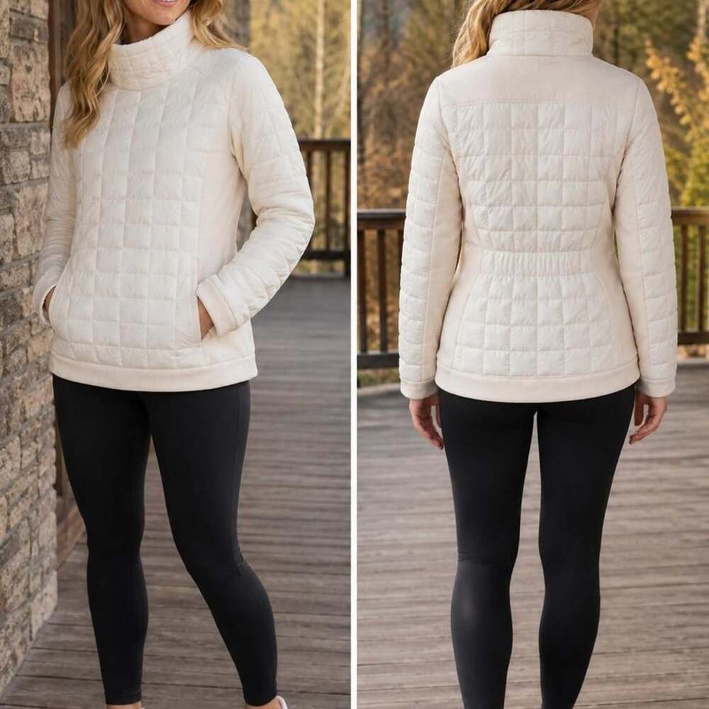 The North Face Women's Quilted Hybrid Pullover Jacket Medium Cream